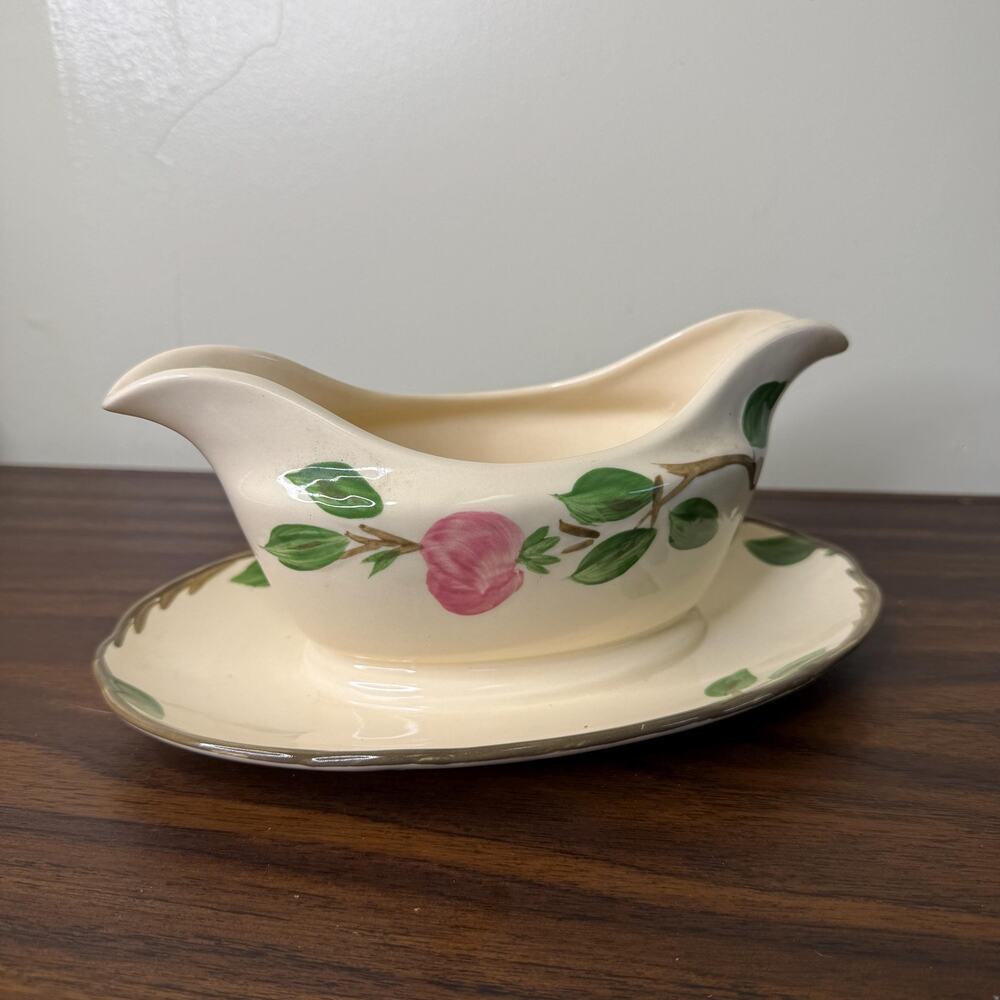 Vintage Franciscan Desert Rose Gravy Boat with Attached Under Plate
